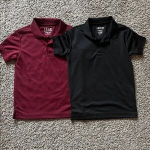 IZOD Kids Polo Shirt Set - Black and Dark Red